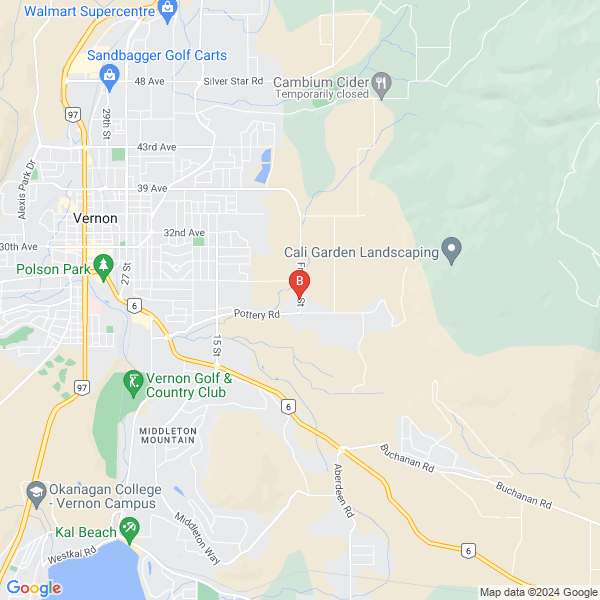 Platinum Ridge Earthworks Ltd. location map: 2198 Francis St, Vernon, BC