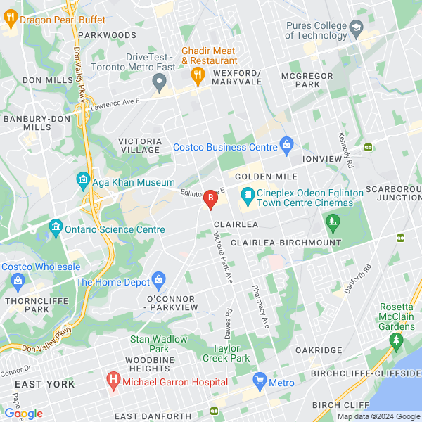 Ontario Conservatory of Music location map: 1431 Victoria Park Avenue, Scarborough, Ontario M4A 2M5, Canada, Scarborough, Ontario