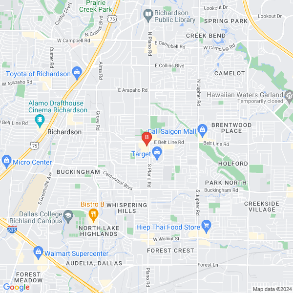 Towing In Richardson Tx location map: 1300 E Belt Line Rd, Richardson, TX