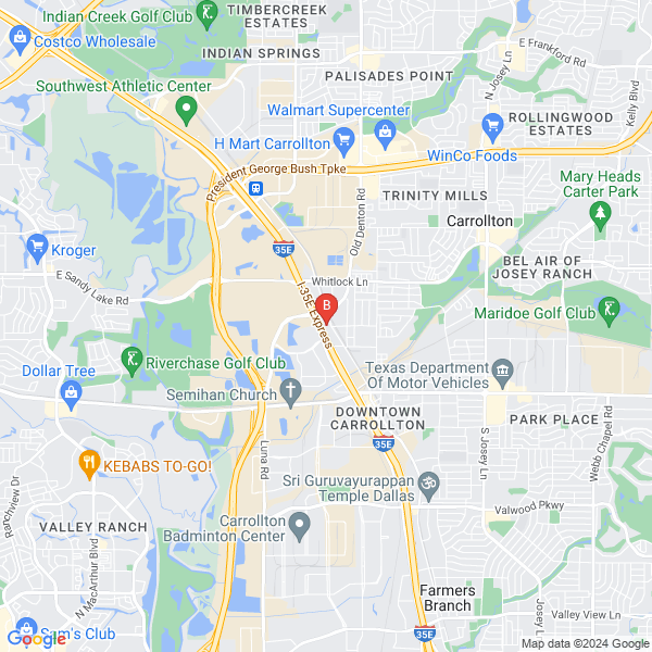 Carrollton Towing location map: 1800 N Interstate 35 E, Carrollton, TX