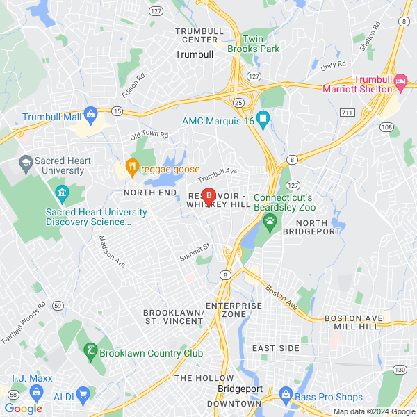 Bronze World Products Fairfield County CT location map: Pitt Street, Bridgeport, CT