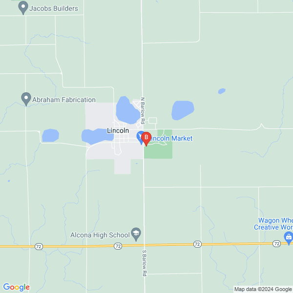 Alcona County Fair location map: 854 N Barlow Rd, Lincoln, MI