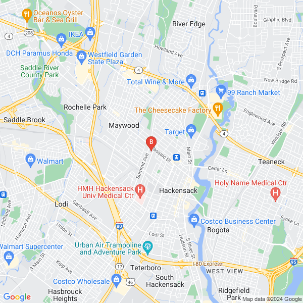 Cranial Center of Hackensack location map: 385 Prospect Avenue, Hackensack, New Jersey